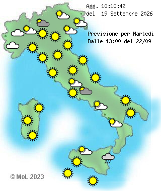 previsione meteo fra 3 giorni pomeriggio, sera, notte